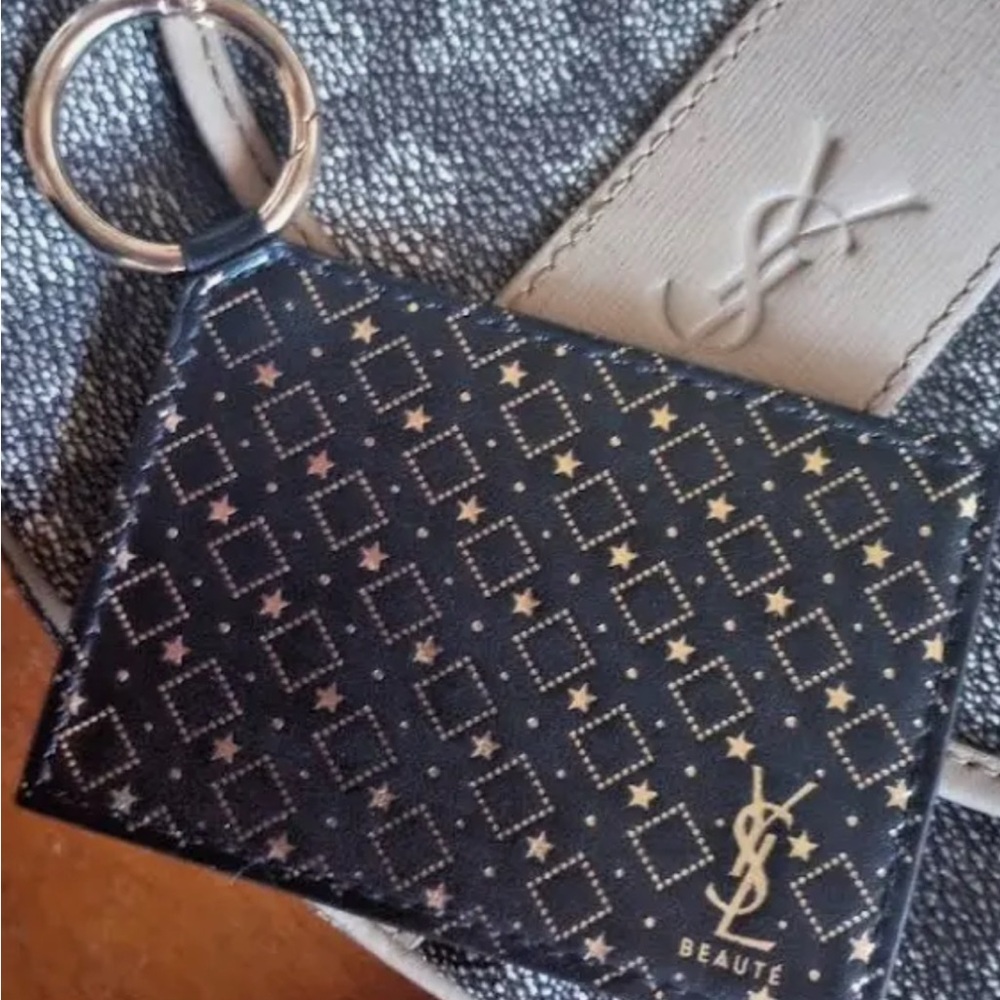 Yves Saint Laurent Black and Gold Key Holder with Mirror